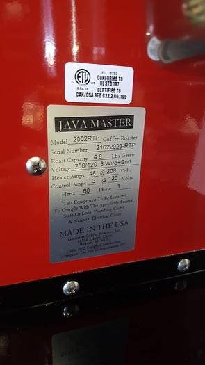 Used JAVA MASTER 2002RTP Coffee Bean Roaster